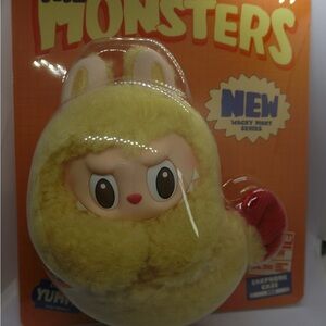 Labubu Shrimp earphones bag Yummy World Yellow Monster Plush Keychain
